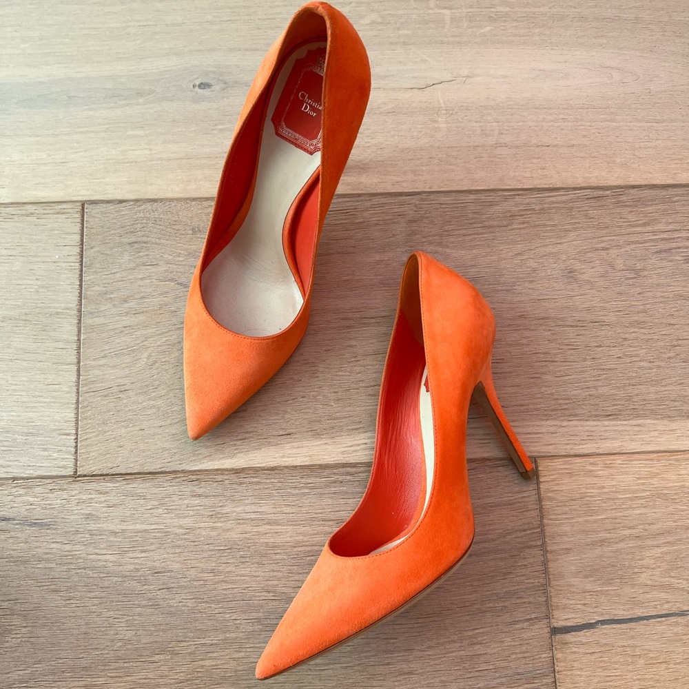 New Christian Dior orange neon heels